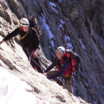 Vodniška naveza v steni La Meije, (masiv Ecrins, Francija)